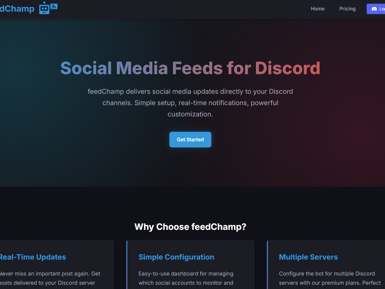 feedChamp social feeds to Discord bot